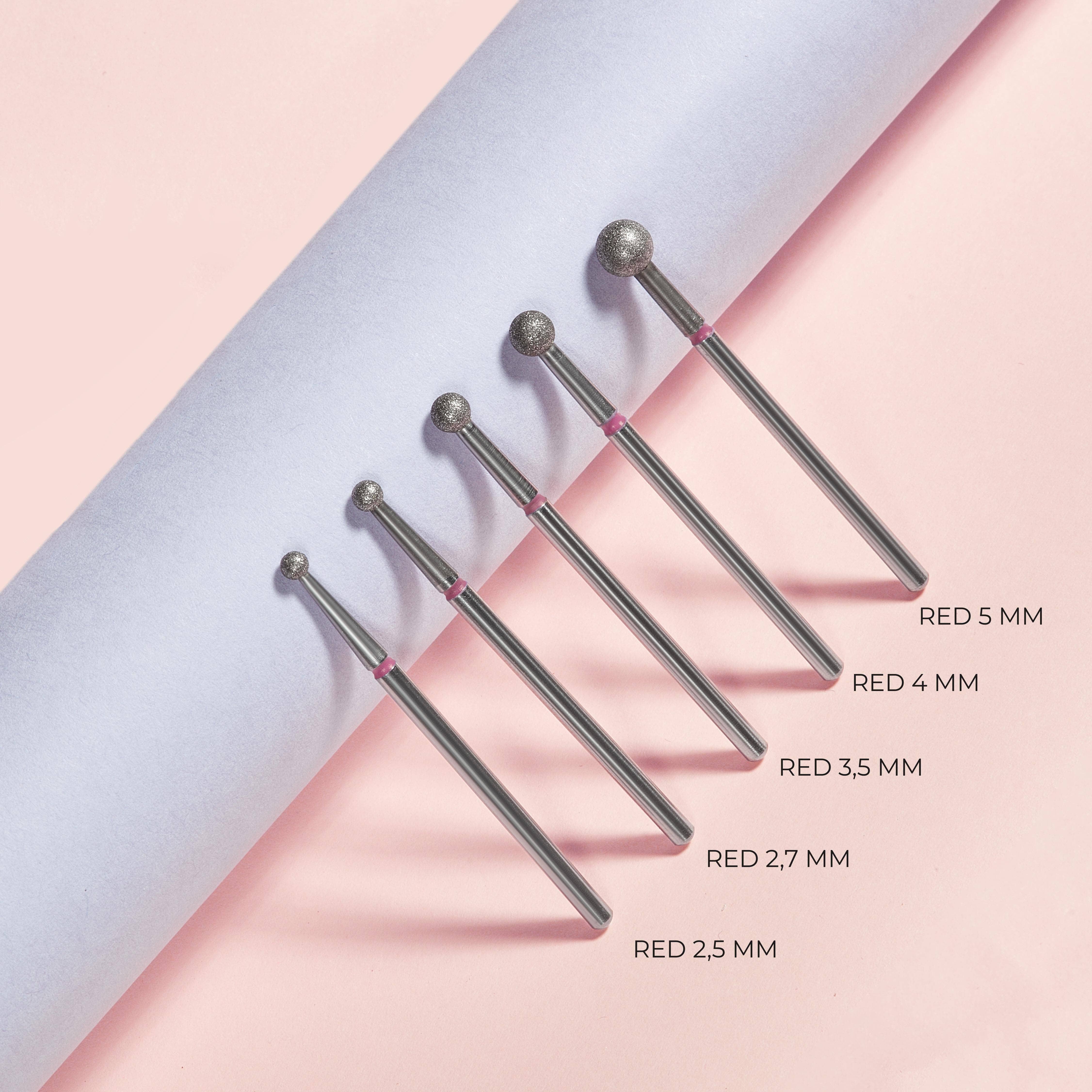 Staleks 5mm Diamond Ball Nail Drill Bit - Red for Professional Manicure & Pedicure | Perfect for Nail Salons & Home Use