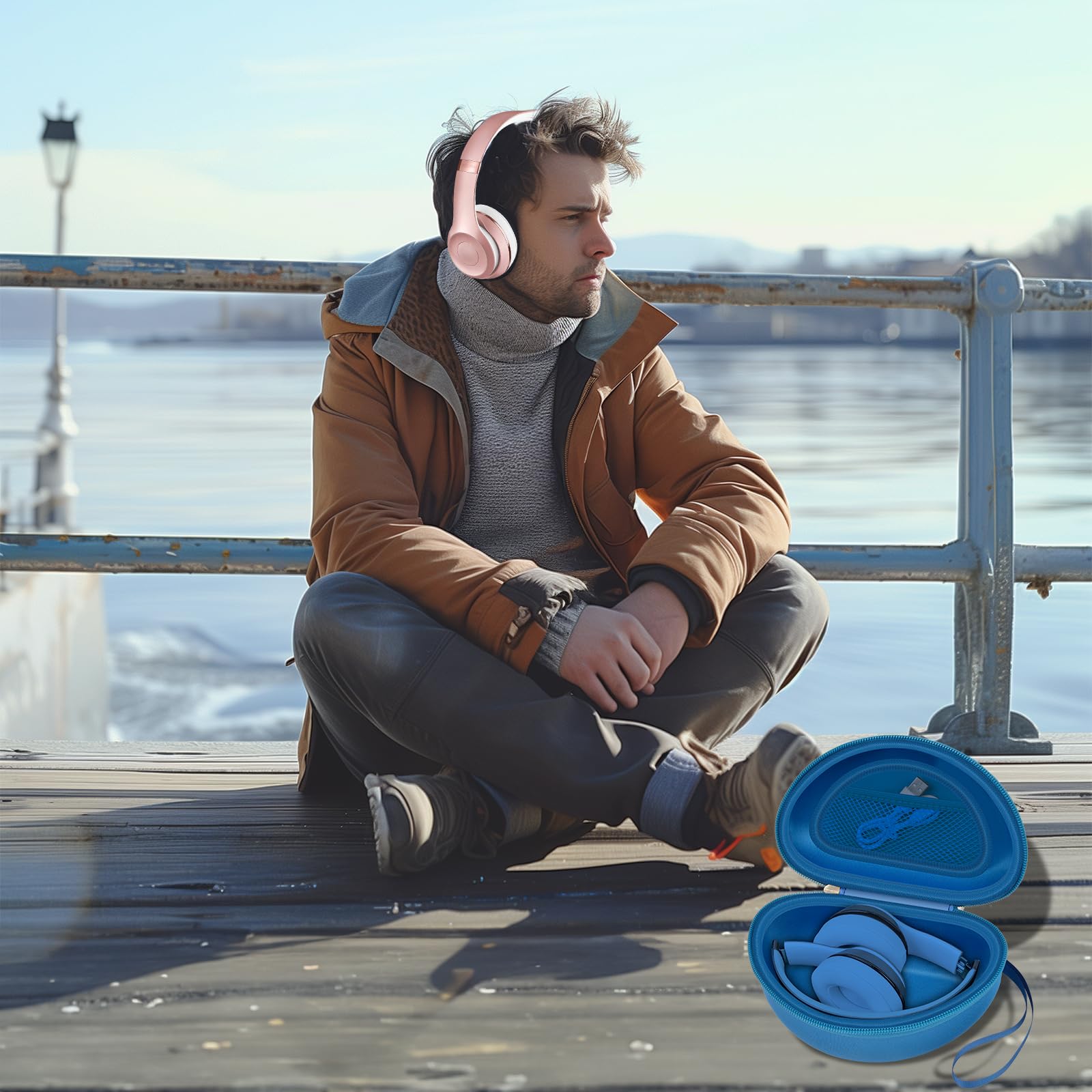 Premium Hard Shell Headphone Case Compatible with Beats Solo 4, Studio Pro, Solo3, Studio3, Solo2 & Solo Pro - Protective Travel Storage Cover for Wireless On-Ear Headphones (Navy Blue) - Perfect for Travel, Gym & Daily Commute
