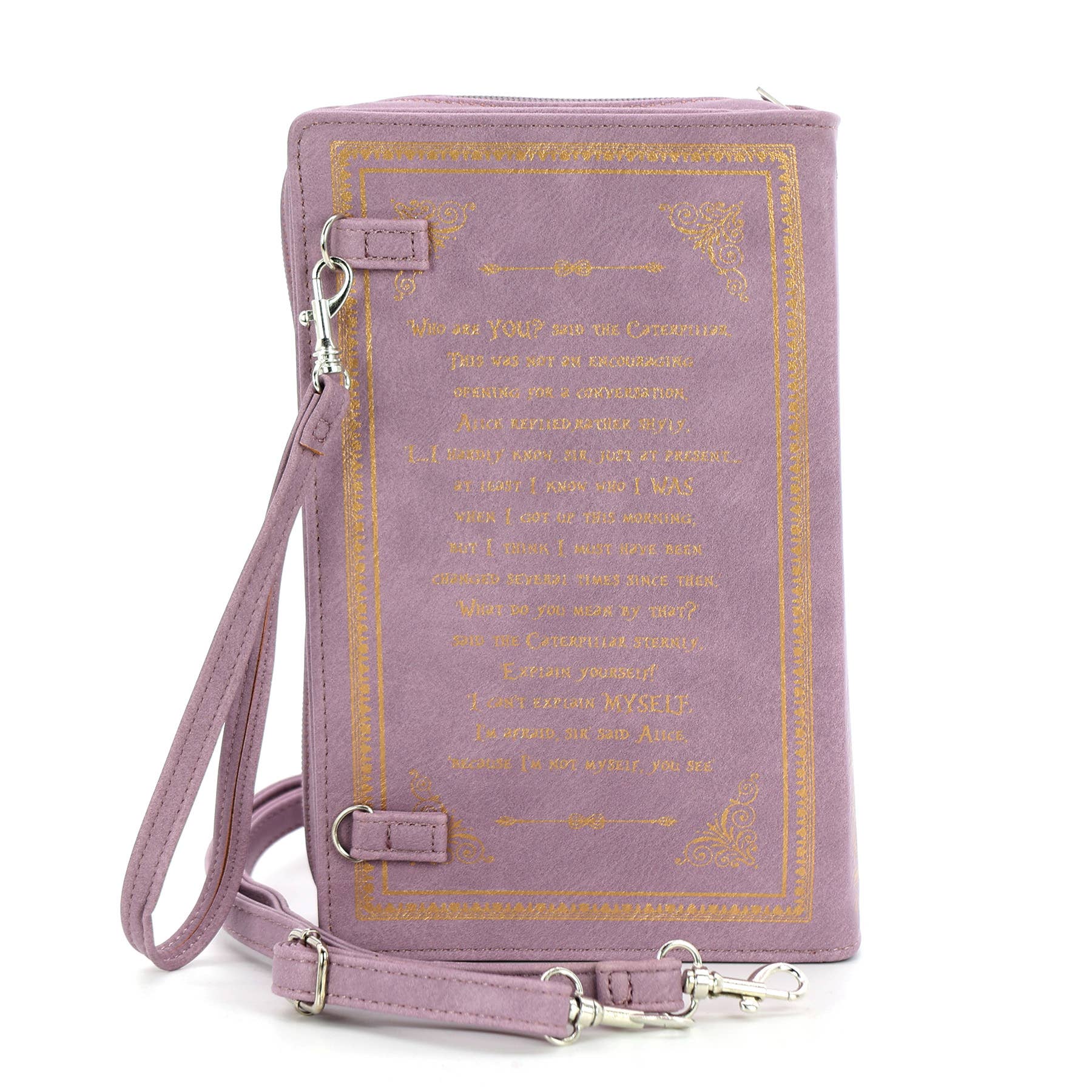 Alice in Wonderland Book Handbag - Lavender Purse for Women | Unique Literary Fashion Accessory for Cosplay, Tea Parties & Daily Use