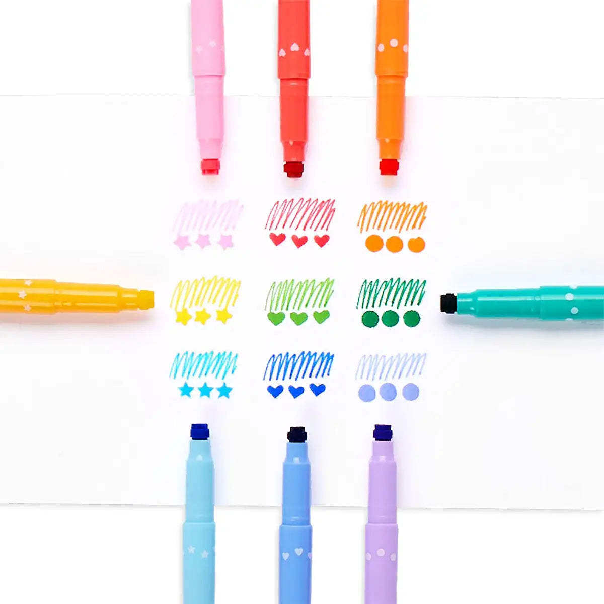 9-Piece Double-Ended Confetti Stamp Markers Set - Perfect for Scrapbooking, Card Making & DIY Crafts