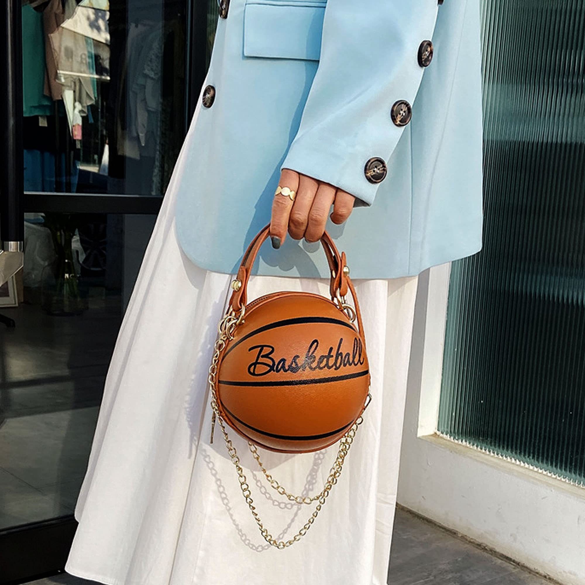 LABANCA Women's PU Leather Basketball Shaped Crossbody Shoulder Bag - Stylish Sporty Handbag for Soccer Fans, Gym, School & Travel Accessories