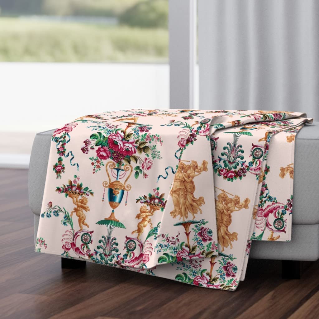 Luxury Velvet Throw Blanket 50x70 Inches - Soft Pink Floral Damask French Greek Rococo Print | Cozy Blanket for Couch, Bedroom & Home Decor | Perfect Gift for Women, Housewarming & Christmas | Ideal for Reading Nooks, Movie Nights & Cozy Winter Evenings