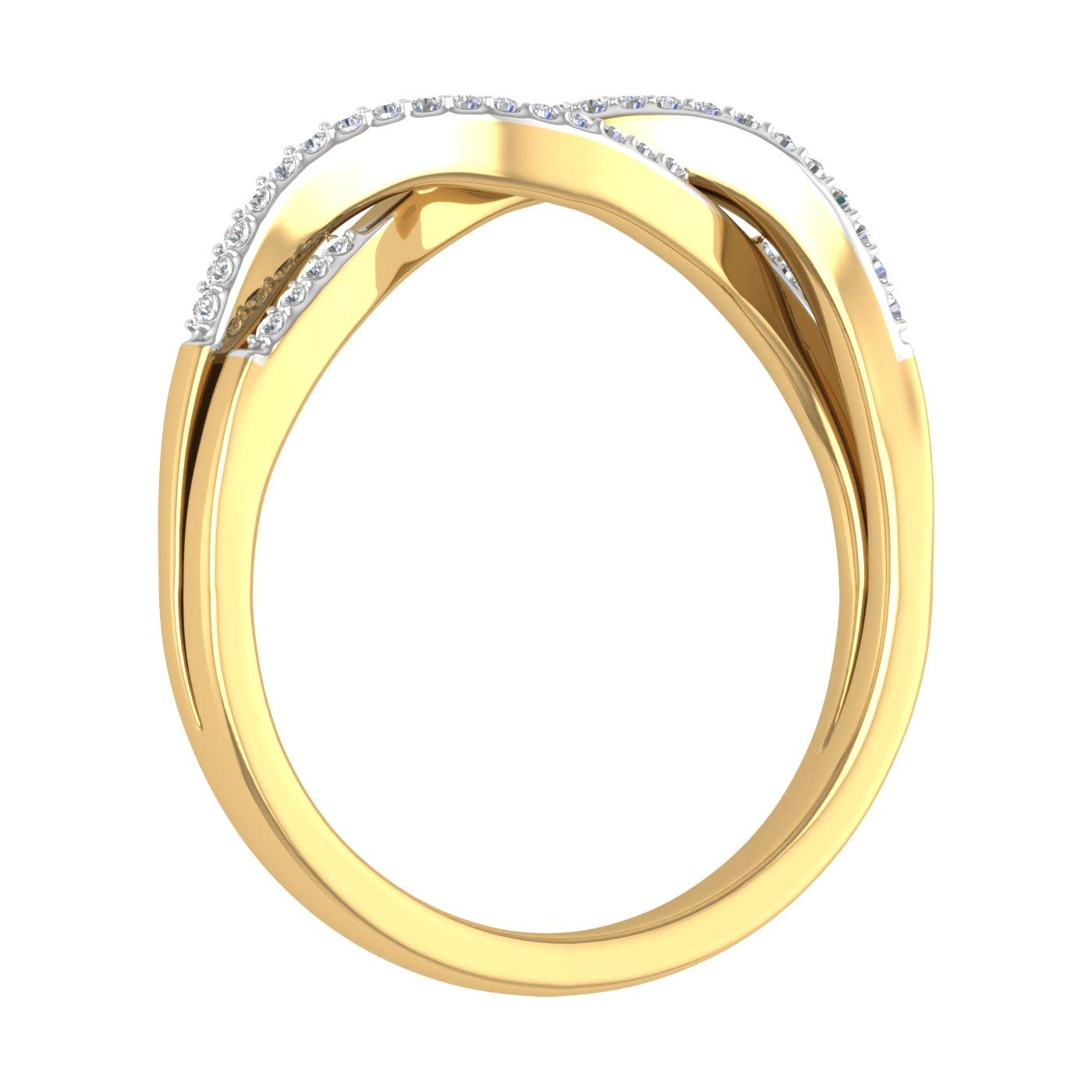 10K Gold Diamond Twisted Wedding Band Ring for Women - 0.13 Carat Genuine Diamond Eternity Ring - Perfect for Engagement, Anniversary & Bridal Jewelry Gifts