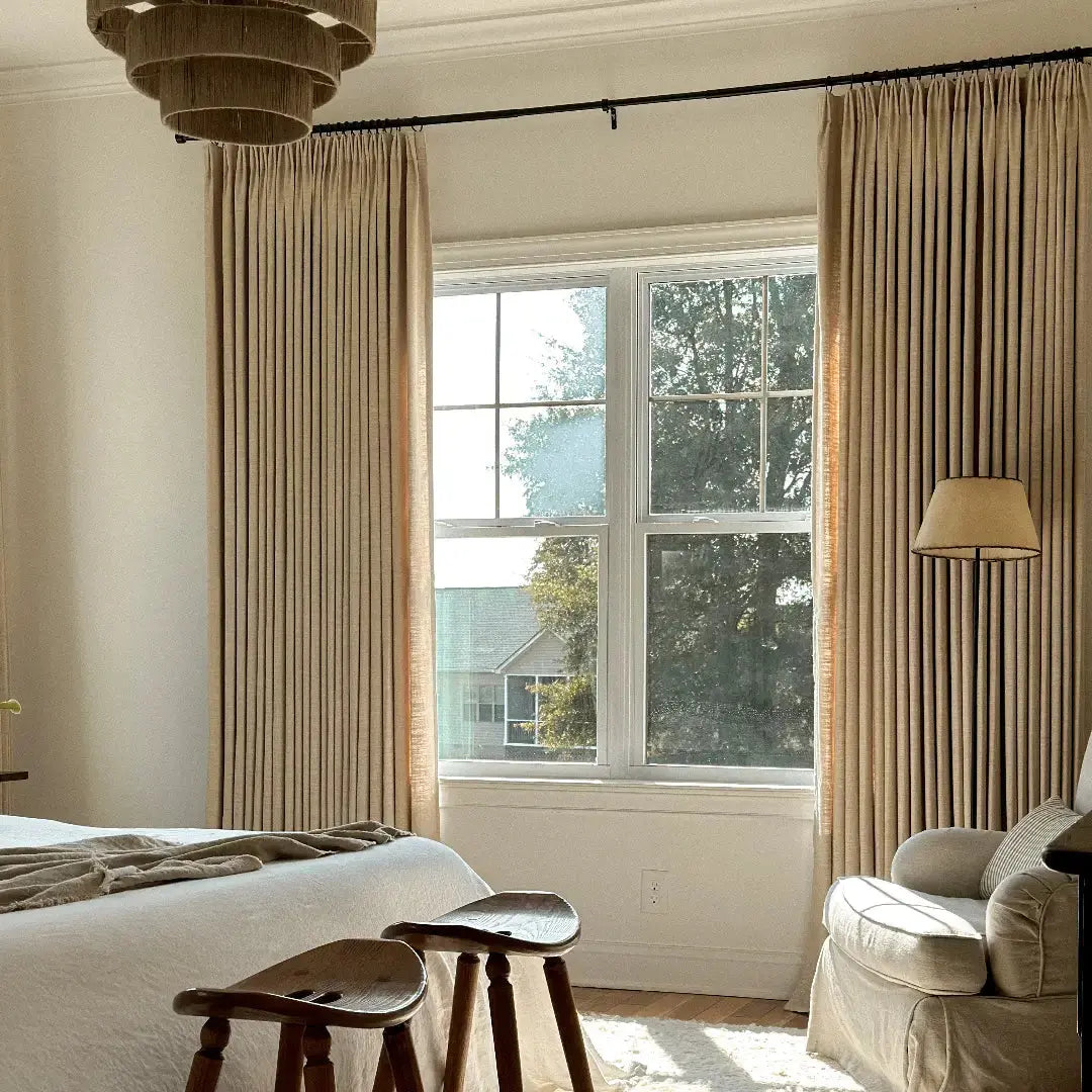 Custom Linen Pleated Curtains - Elegant Window Treatments for Living Room, Bedroom & Dining Room - Light Filtering & Blackout Options - Home Decor Essentials