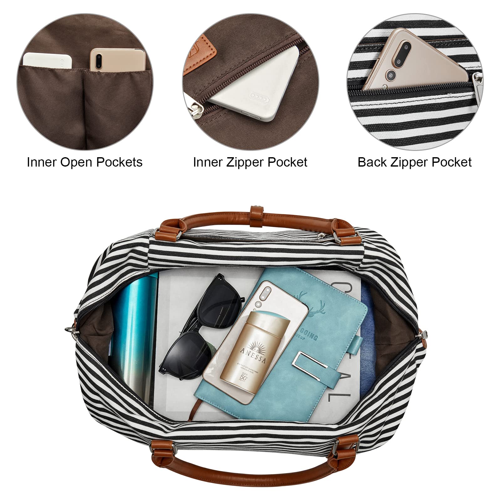 S-ZONE Weekender Bags for Women & Men - Lightweight Travel Duffel Bag with Shoe Compartment, Carry On Duffle Tote for Overnight Trips, Gym, Work & Weekend Getaways