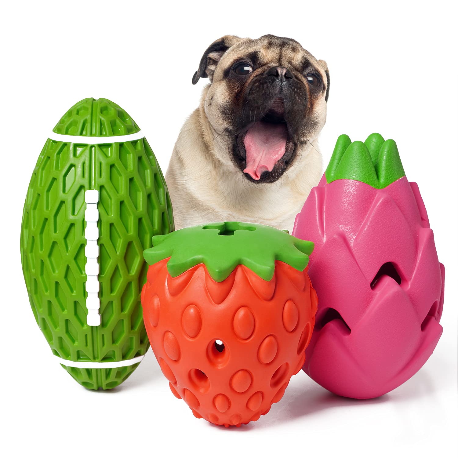 Durable Mewajump Dog Chew Toys - 3 Pack Tough Rubber Chew Toys for Aggressive Chewers, Large Breed Puzzle Pet Toys & Puppy Teething Toys - Interactive Durable Dog Toys for Medium & Large Dogs - Perfect for Playtime, Training & Dental Health