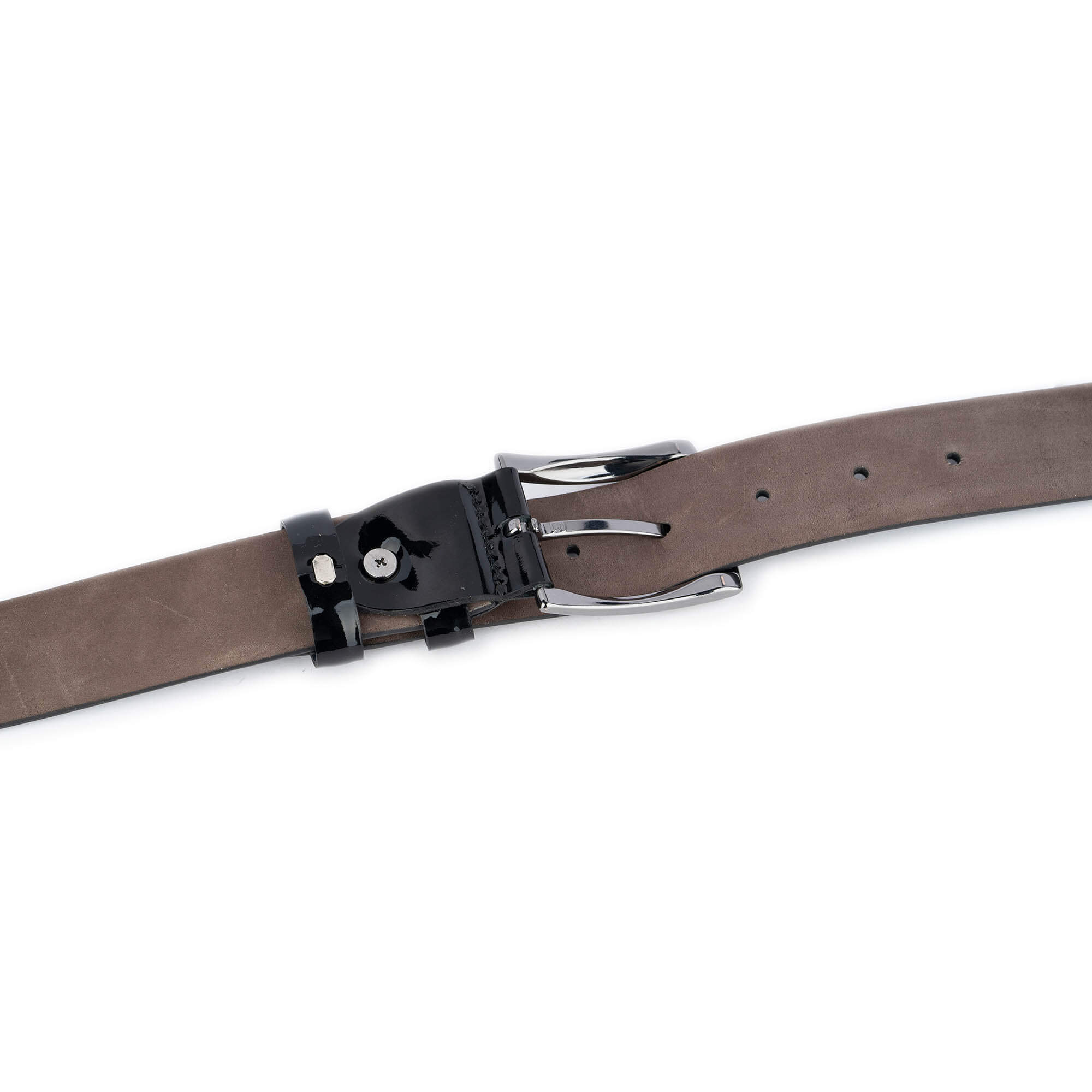 Premium Men's Luxury Belt - 3.5cm Wide Black Patent Leather Dress Belt for Business, Office & Formal Occasions