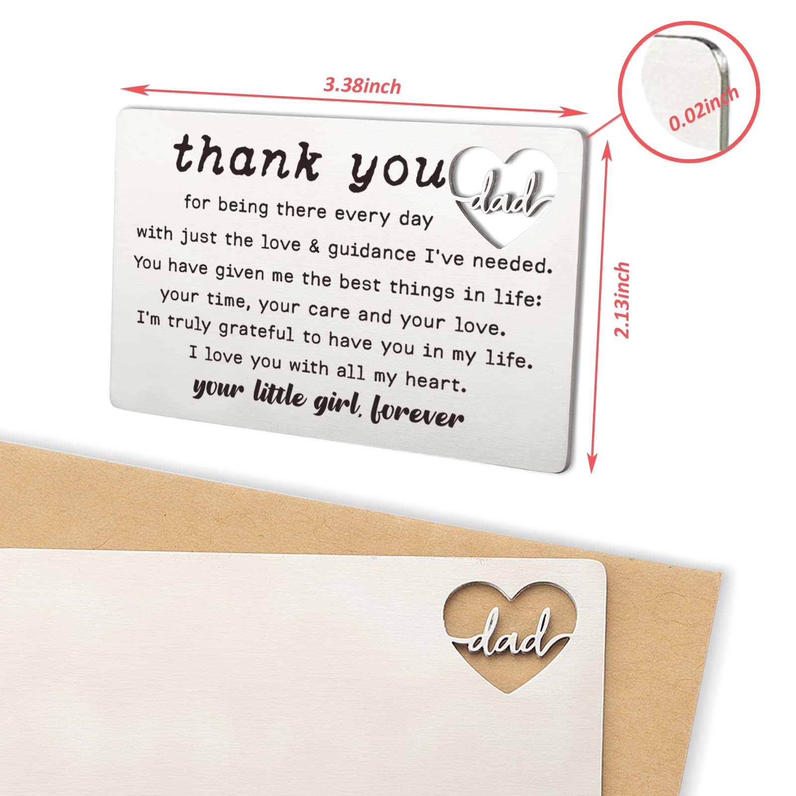 YODOCAMP Engraved Thank You Dad Wallet Card Inserts - Personalized Father's Day, Birthday, Christmas, Valentine's Day Gifts for Dad from Daughter - Perfect for Everyday Carry, Special Occasions & Heartfelt Surprises