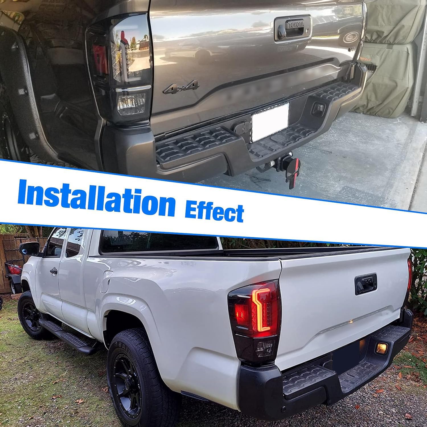 WOLFSTORM LED Tail Light Assembly for 2016-2023 Toyota Tacoma - Smoked Lens - 1 Pair - New LED Design - Upgrade for Enhanced Visibility & Style - Perfect for Off-Roading & Night Driving