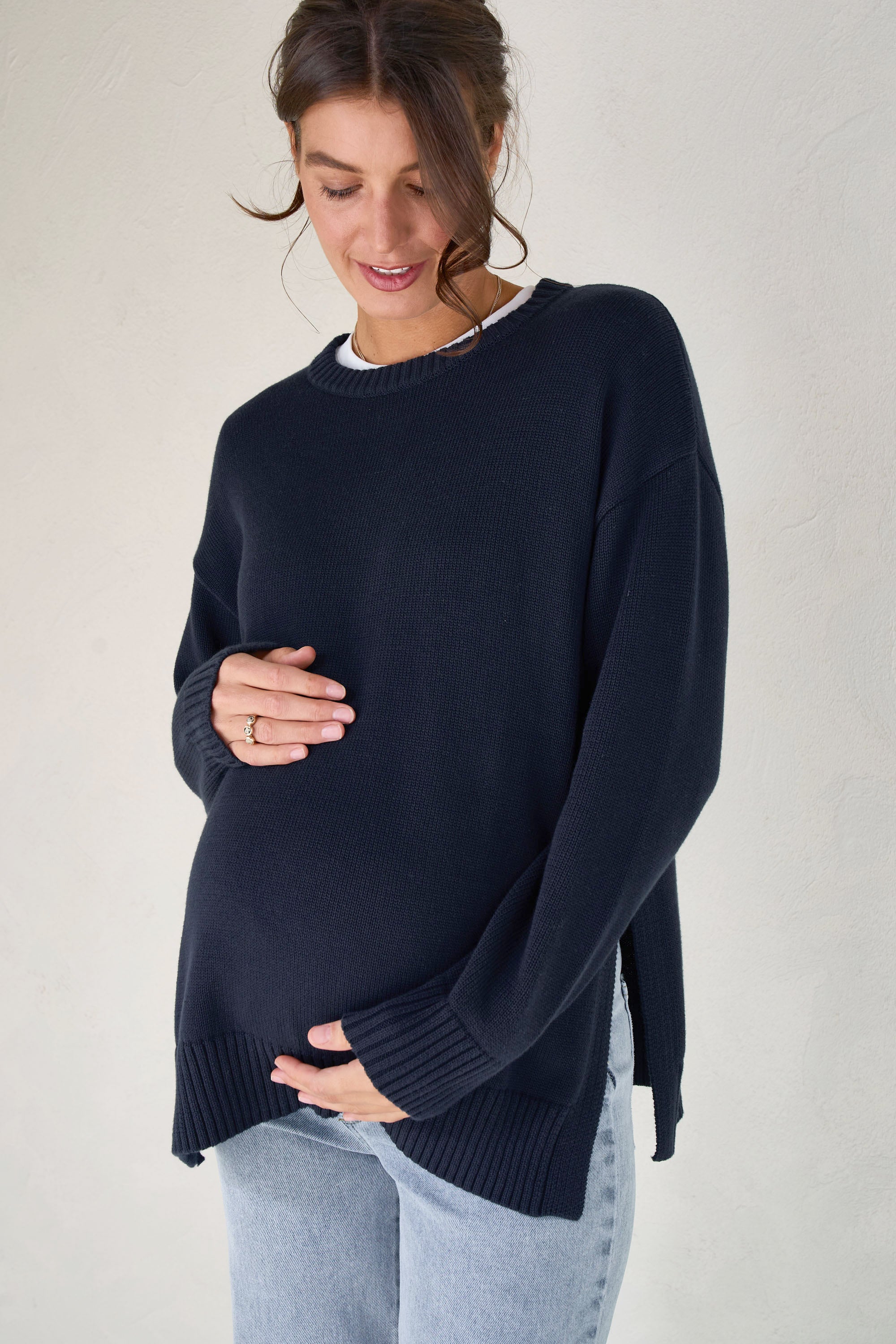 Live Light Jumper Navy Blue - Soft & Comfortable Women's Knit Sweater for Casual Wear & Layering
