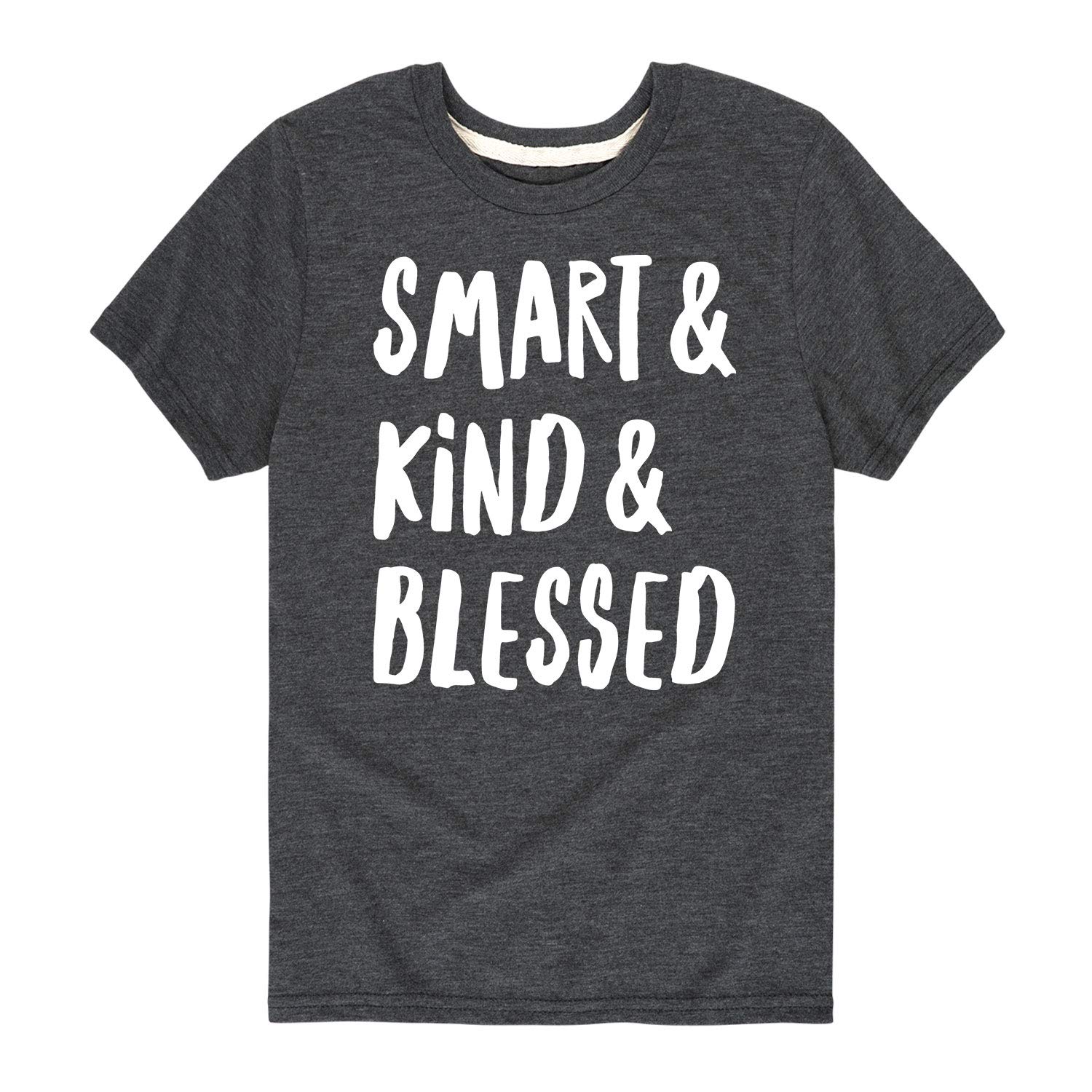 Smart & Kind Blessed Toddler Youth Graphic T-Shirt - Cute Short Sleeve Tee for Boys & Girls - Perfect for Playdates, School & Family Outings