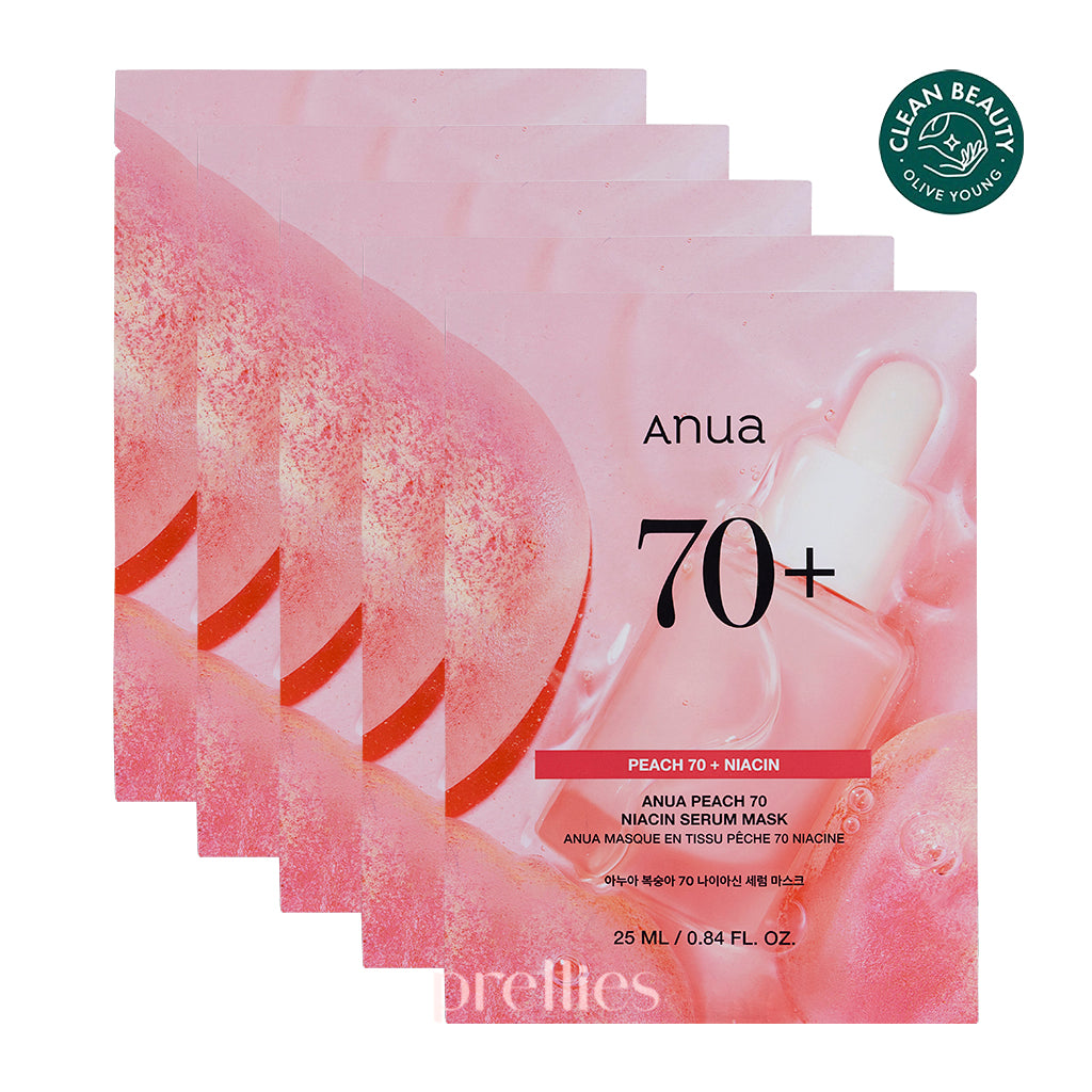ANUA Peach 70% Niacinamide Serum Mask 25ml (5-Pack) - Brightening & Hydrating Face Mask for Glowing Skin | Perfect for Daily Skincare Routine & Spa Night