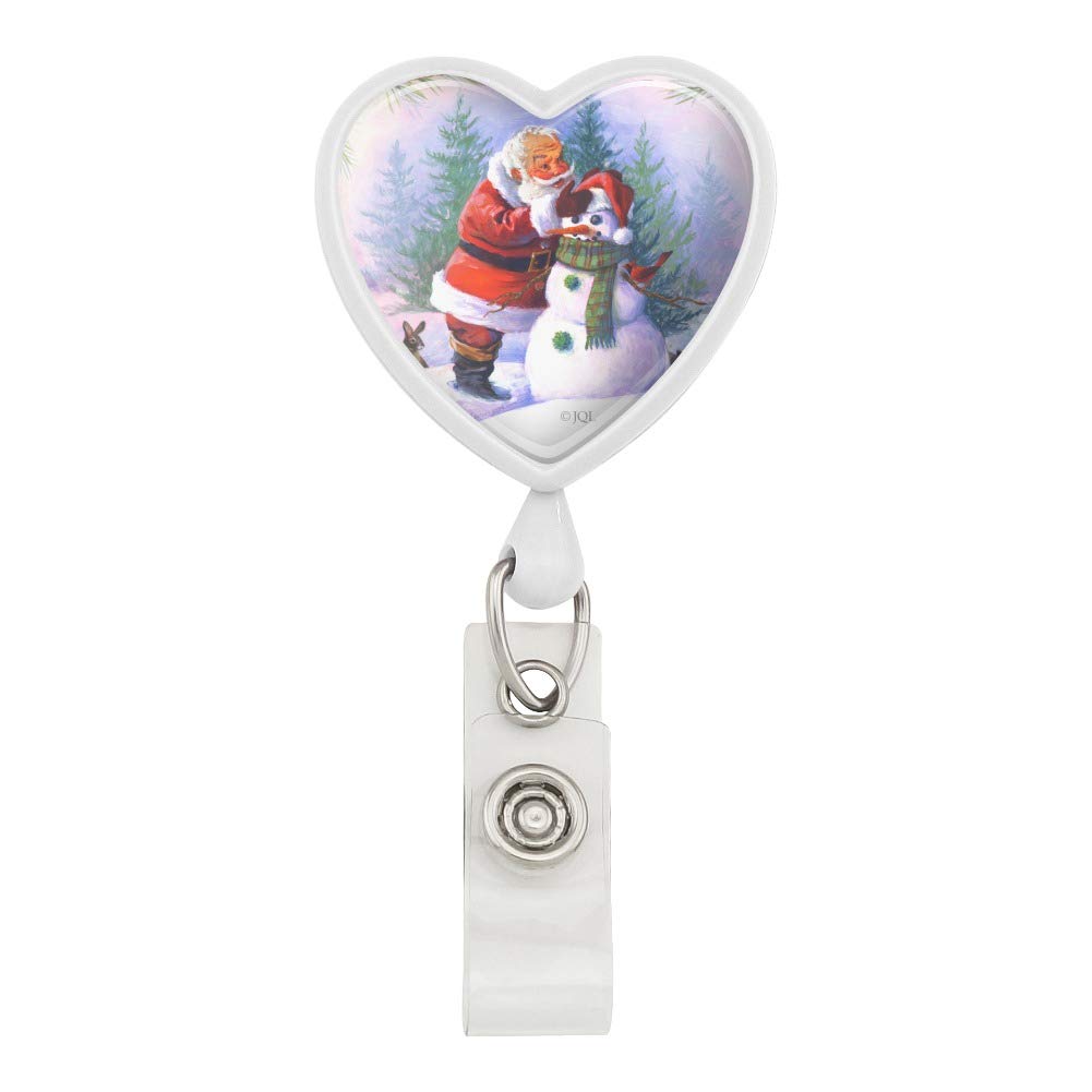 Christmas Santa Snowman Lanyard - Retractable ID Badge Holder for Holiday Events