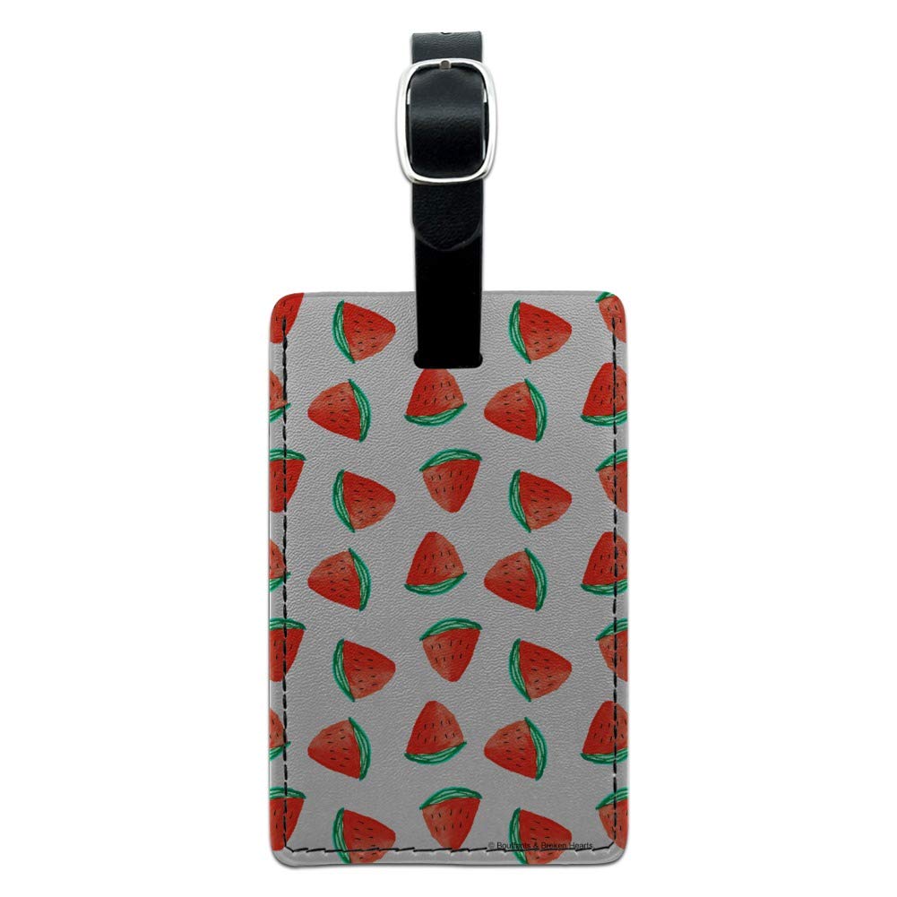 Watermelon Slices Pattern Rectangle Leather Luggage Tag - Durable Carry-On ID Tag for Suitcases & Travel Bags | Perfect for Summer Vacations, Beach Trips & Tropical Getaways