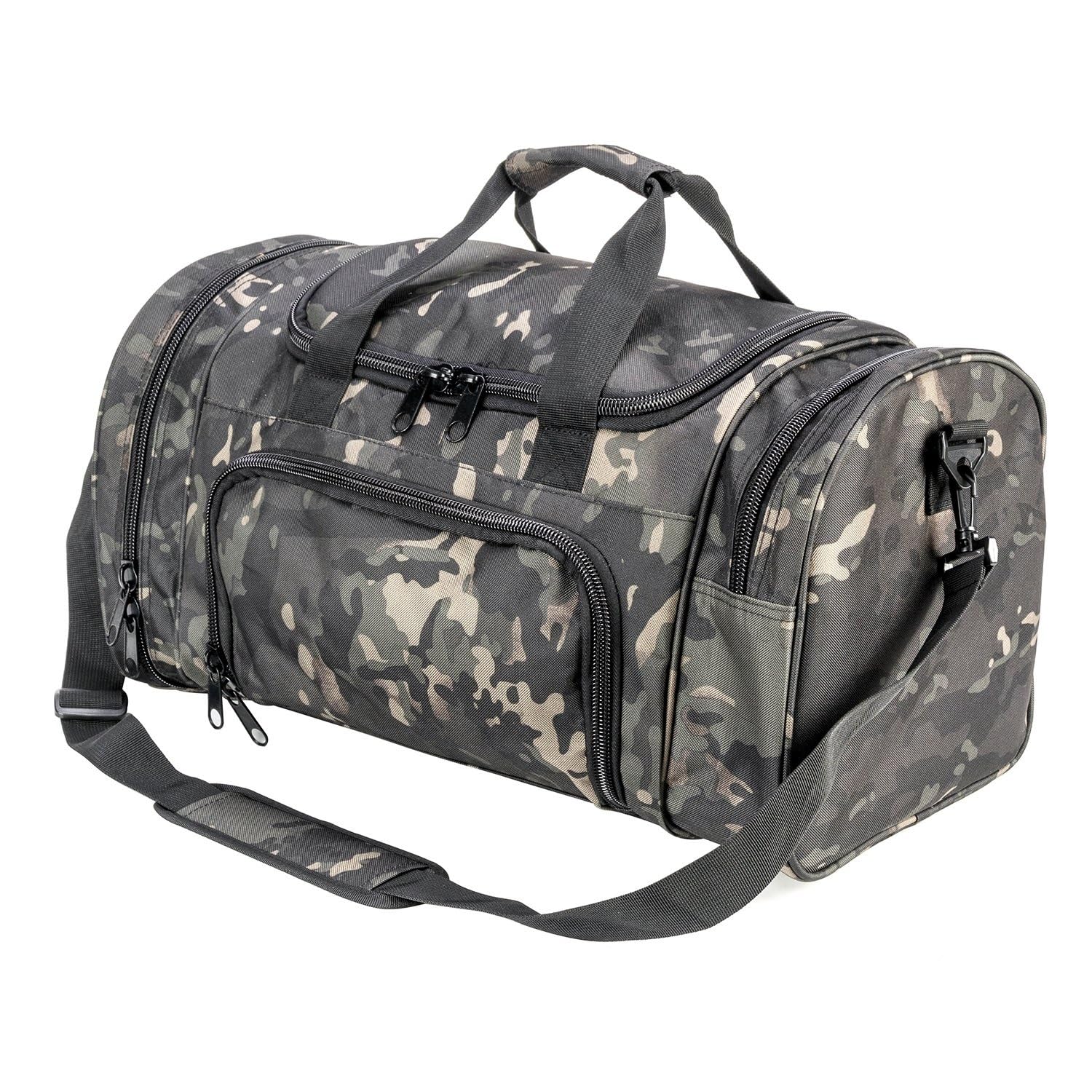 Miramrax Gym Duffle Bag for Men & Women - Large Sports Travel Bag with Shoe Compartment - Water-Resistant Carry On for Workout, Military Tactical, Weekend & Overnight Trips - Perfect for Gym, Travel & Outdoor Activities (Black Camo)