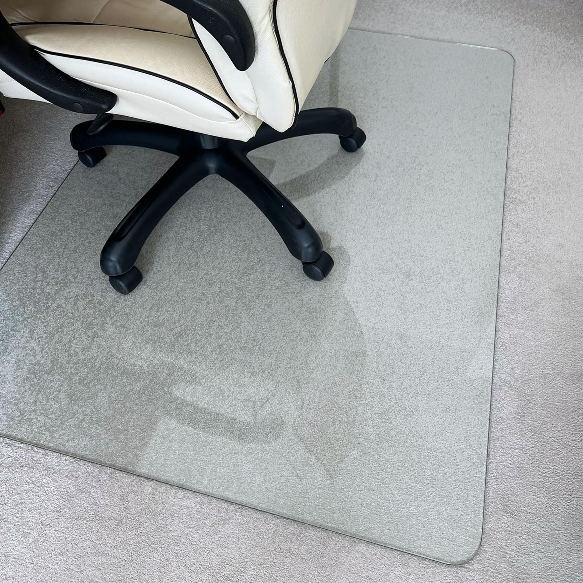 Marvelux 36x40 Inch Clear Tempered Glass Office Chair Mat - Non-Slip Protector for Carpet & Hardwood Floors | Heavy Duty Executive Mat for High Pile Carpets & Hardwood | Perfect for Home Office, Gaming Setup & Workspace Protection