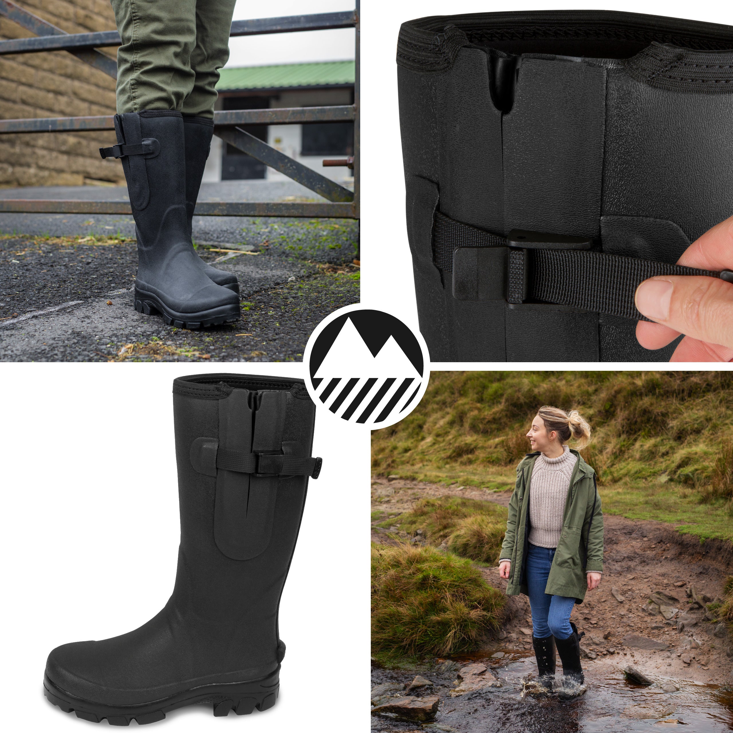 Women's Helton Neoprene Lined Waterproof Wellington Boots for Rain, Snow & Outdoor Activities - Gardening, Hiking & Farm Work