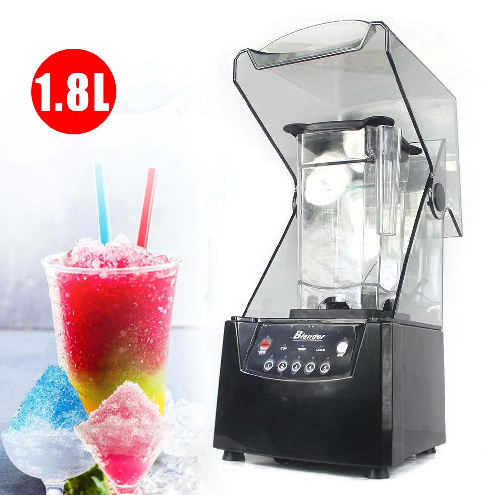 2600W Commercial Soundproof Blender - 1.8L Quiet High-Power Juice & Smoothie Maker with Noise Reduction Shield for Purees, Ice Crushing, Shakes - Perfect for Restaurants, Coffee Shops & Home Kitchens (110V)