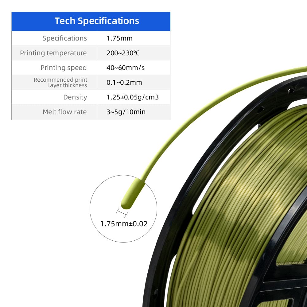 Flashforge 3D Printer Filament Silk PLA 1.75mm 1kg Spool - High Precision +/- 0.02mm Dimensional Accuracy - Bronze Color for Smooth 3D Printing - Perfect for Cosplay Props, Model Making & DIY Projects