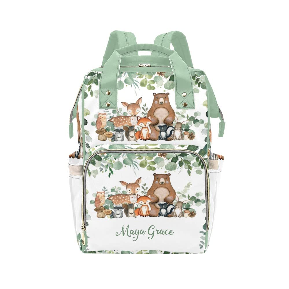 Personalized Floral Deer Diaper Backpack with Custom Name - Waterproof Baby Bag for Travel, Daycare & Outings - Adjustable Tote Backpack for Moms & Dads - Perfect Gift for Baby Showers (One Size)