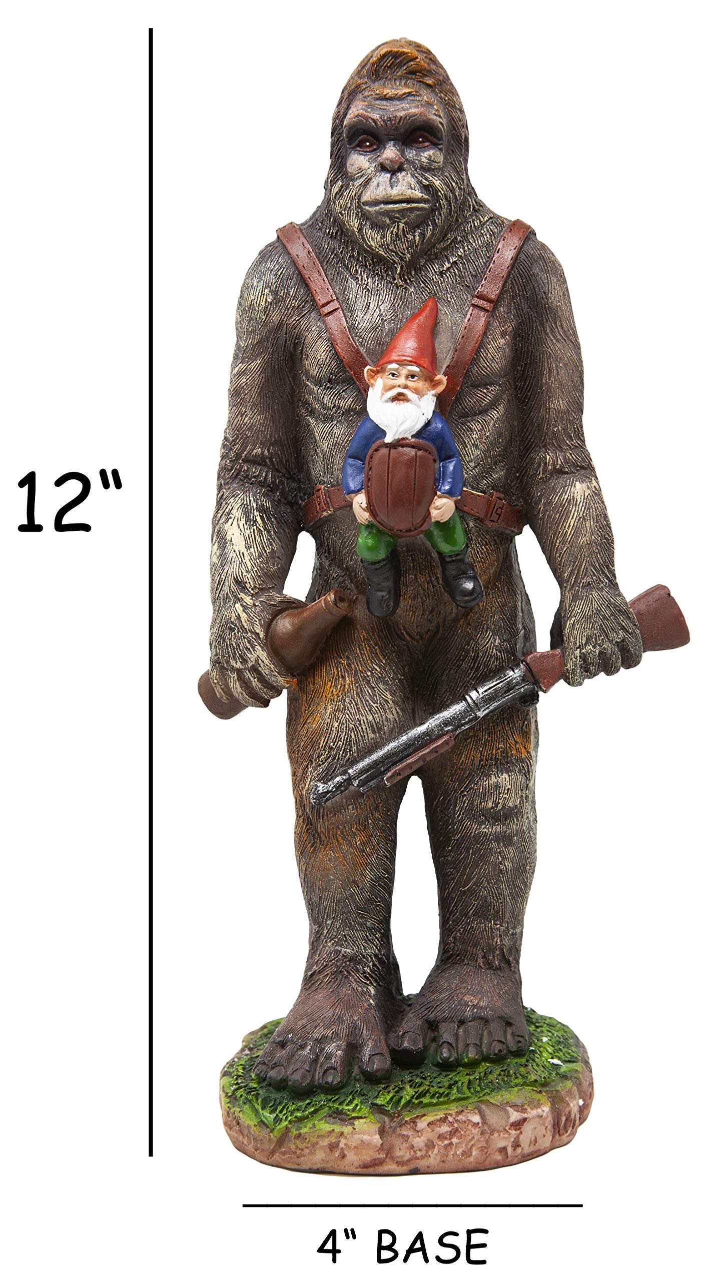 Bigfoot and Gnome Garden Statue - Funny Outdoor Decor for Patio, Yard, or Lawn - Perfect for Garden, Home, and Halloween Decorations