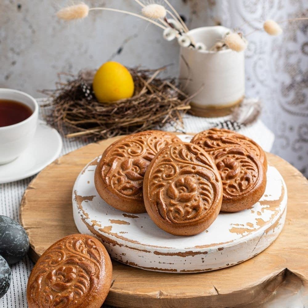 Wooden Cookie Molds for Baking - Handcrafted Springerle Cookie Stamps & Easter Egg Shaped Cookie Cutters - Perfect for Holiday Baking, DIY Cookies & Gift Giving