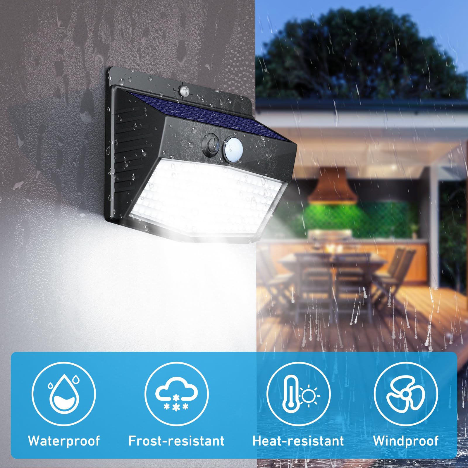 6 Pack Solar Outdoor Lights with Motion Sensor - Waterproof Solar Security Lights with 3 Lighting Modes for Garden, Fence, Yard, Deck - Perfect for Pathway, Patio & Backyard Lighting