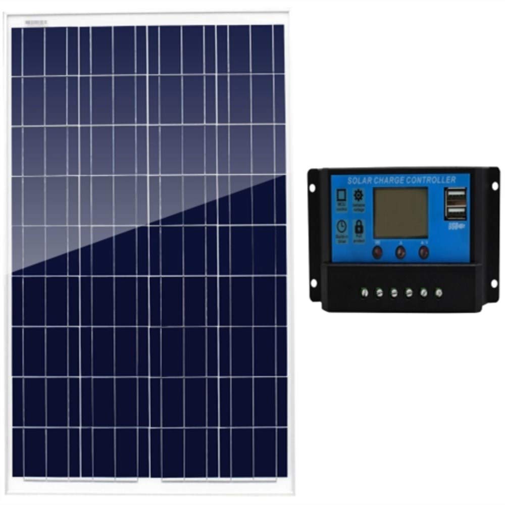 100W 12V Polycrystalline Solar Panel Kit with 10A PWM LCD Charge Controller - Perfect for RV, Marine, Boat & Off-Grid 12V Battery Charging Systems | Portable Solar Power Solution for Camping, Emergency Backup & Outdoor Adventures