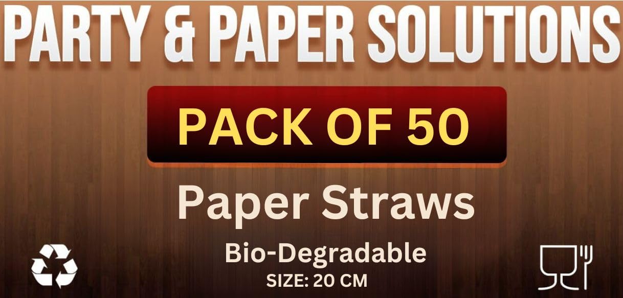50 Pack Colorful Biodegradable Paper Straws for Parties, Weddings, Birthdays & Eco-Friendly Events - Perfect for Cocktails, Smoothies & Drinks