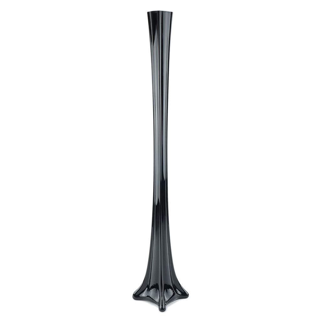 Eiffel Tower Vase 24 Inch - Tall Black Glass Vase for Wedding Centerpieces, Floral Arrangements & Home Decor - Elegant Skinny Flute Vase for Flowers, Table Decorations & Party Decor