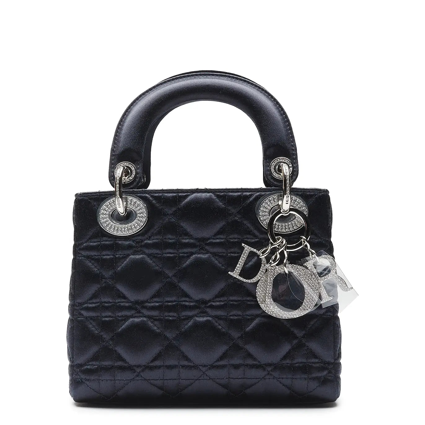 Dior Lady Dior Mini Handbag in Satin Blue - Limited Edition Diana Bag for Women | Perfect for Evening Parties, Weddings & Luxury Gift Giving