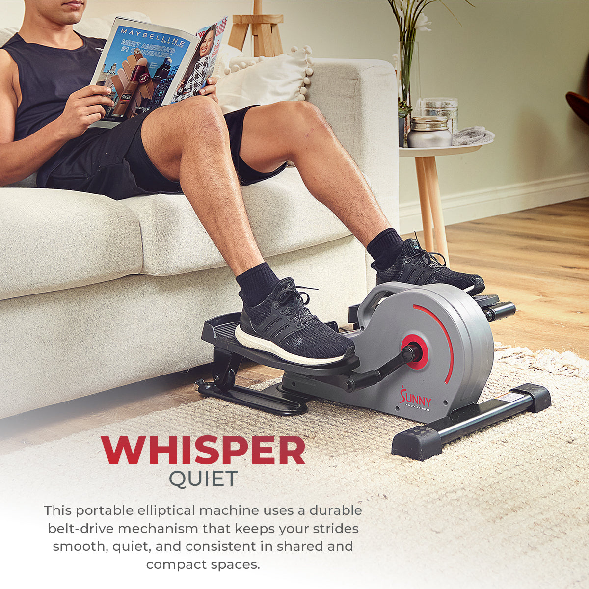 Portable Stand Up Elliptical Machine with Adjustable Resistance Bands - Full Body Workout Equipment for Home & Office Fitness Training