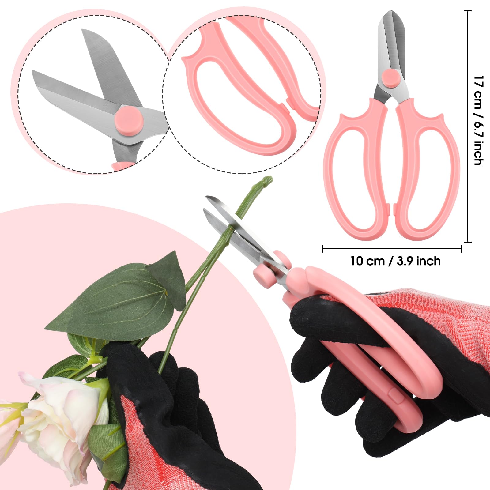 WILLBOND 11-Piece Rose Thorn Remover & Leaf Stripper Kit - Professional Garden Pruning Shears, Floral Scissors, Rose Stripper Tool with Gloves & Tape (Pink) - Perfect for Florists, Gardeners & Flower Arranging Enthusiasts