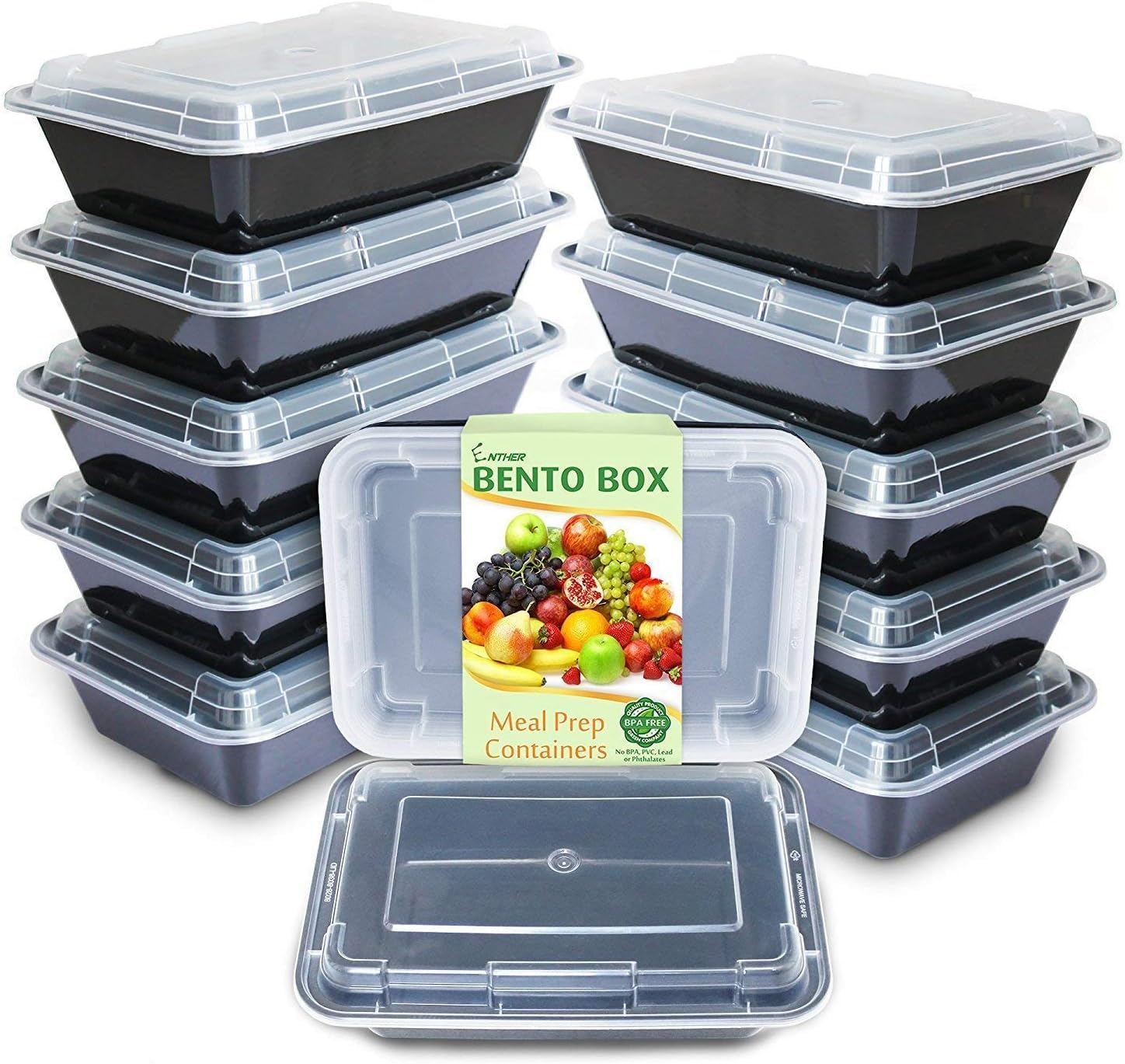 **Enther 12-Pack Meal Prep Containers - 28 oz BPA-Free Single Compartment Food Storage with Lids | Stackable, Reusable Bento Lunch Boxes | Microwave, Dishwasher & Freezer Safe | Perfect for Portion Control, Office Lunches & Healthy Meal Planning**