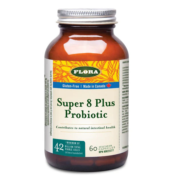 Flora Super 8 Plus Probiotic Supplement - 42 Billion CFU, 30 Veggie Capsules for Digestive & Immune Support - Daily Gut Health for Adults & Women