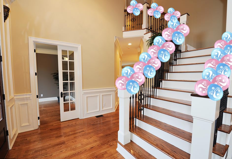 50 Pack Gender Reveal Balloons for Baby Shower, Birthday Party Decorations - Pink & Blue Latex Balloons for Gender Announcement, Baby Shower Decor, Nursery Party Supplies - Perfect for Gender Reveal Parties, Baby Showers & Birthday Celebrations