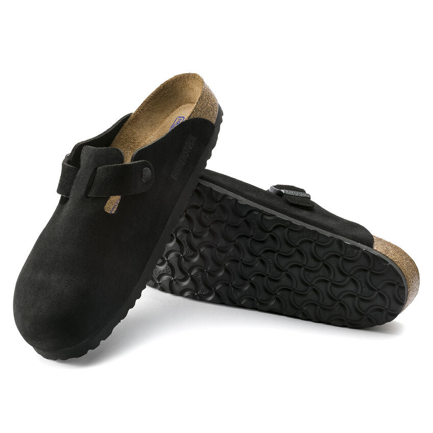 Birkenstock Boston Suede Leather Clogs for Women & Men - Soft Footbed Comfort Sandals in Black | Perfect for Home, Office & Casual Wear