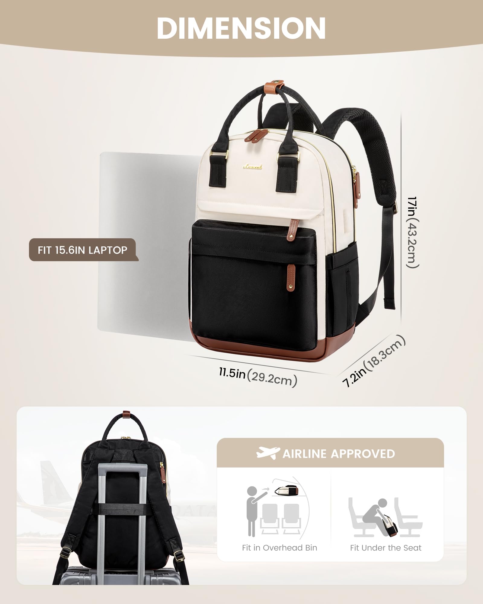LOVEVOOK 15.6 Inch Anti-Theft Laptop Backpack for Women - Waterproof USB Charging Travel Backpack with Purse Compartment - Perfect for College, School, Work & Travel - Teacher Nurse Commuter Backpack for Daily Use & Business Trips