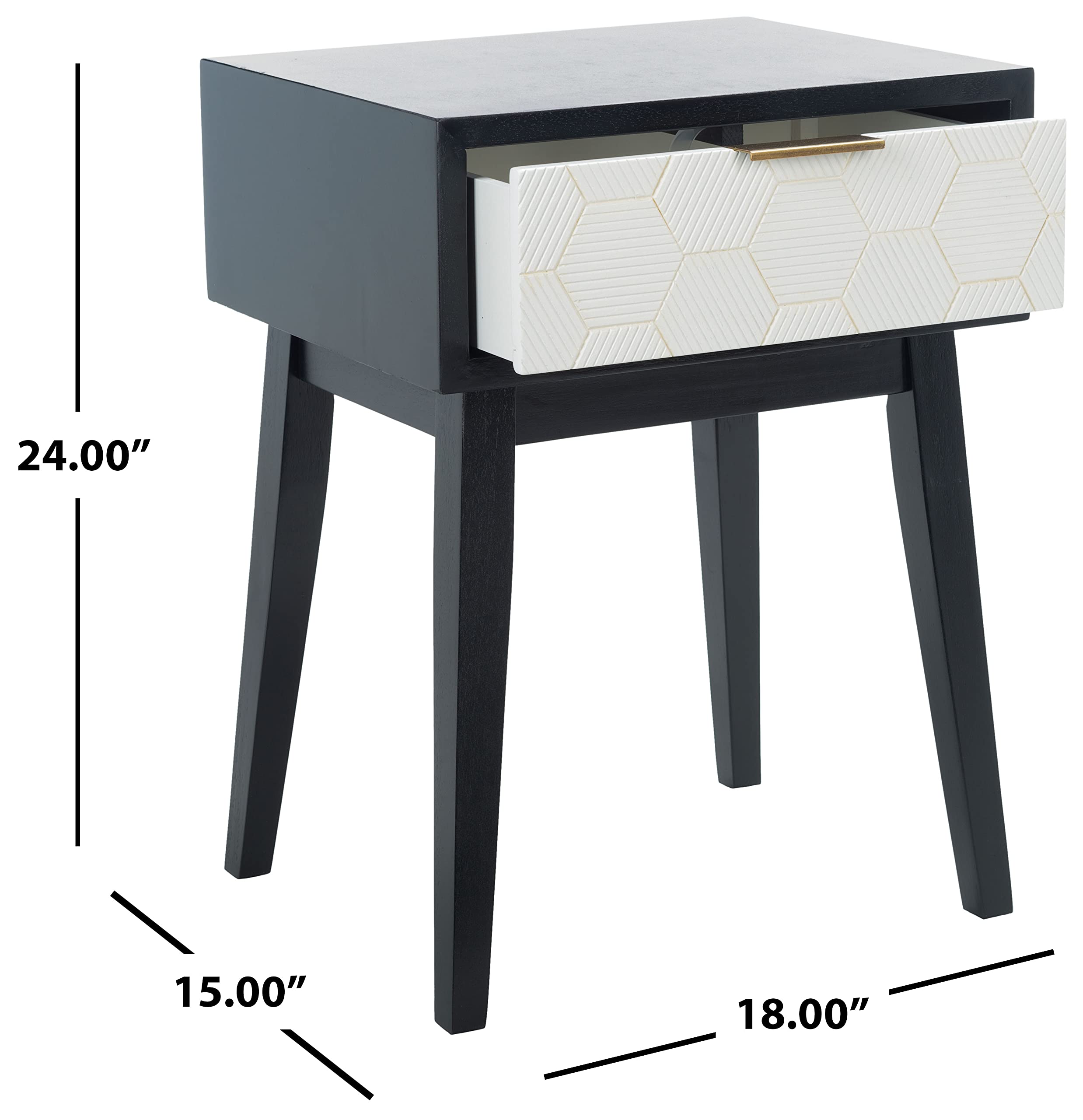 SAFAVIEH Keya Black & White 1-Drawer Nightstand - Modern Accent Table for Living Room, Bedroom & Entryway - Compact Side Table with Storage (Model ACC6601B) - Perfect for Small Spaces, Apartments & Dorm Rooms