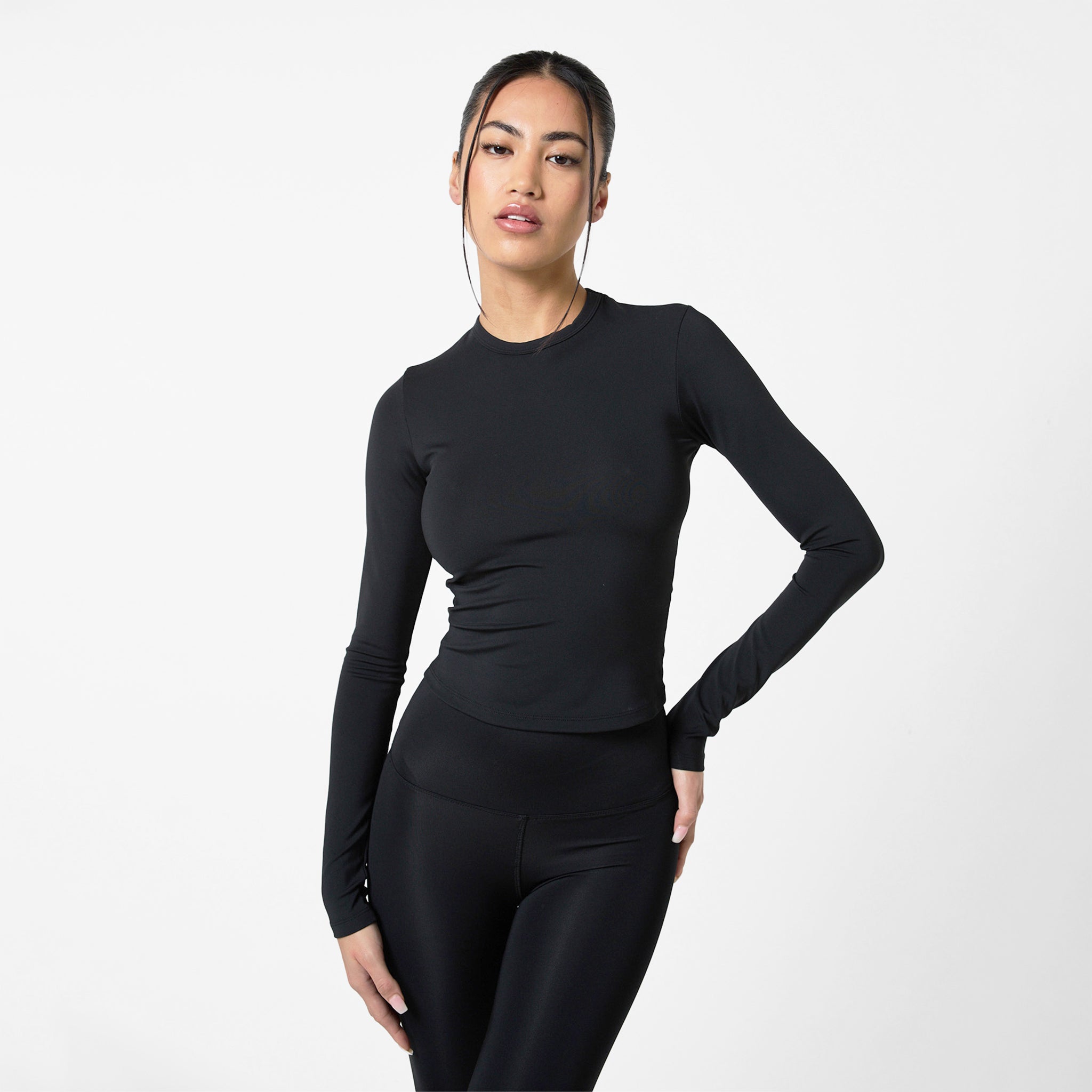 Second Skin Long Sleeve Top - Black | Seamless Comfort Fit for Yoga, Workouts & Layering
