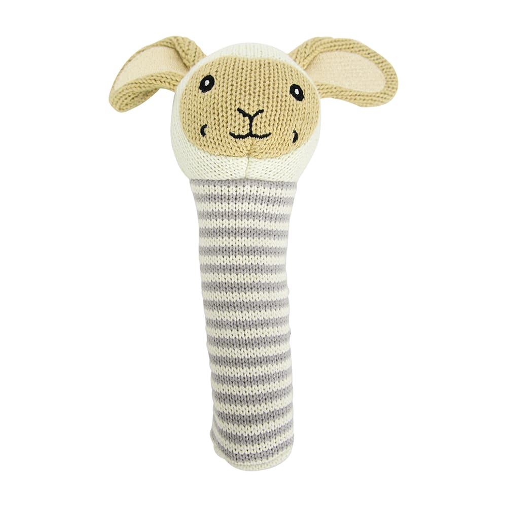 Annabel Trends Handmade Knit Lamb Baby Rattle Toy - Soft & Safe for Newborns, Infants & Toddlers - Perfect for Nursery, Playtime & Baby Shower Gifts
