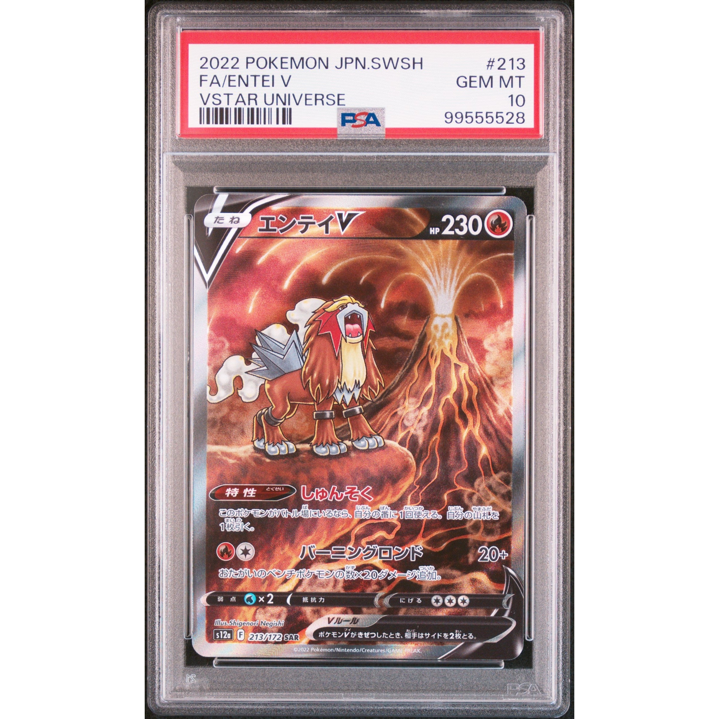 2022 Pokemon VSTAR Universe Entei 213/172 PSA 10 Graded Trading Card - Perfect for Collectors & Competitive Play