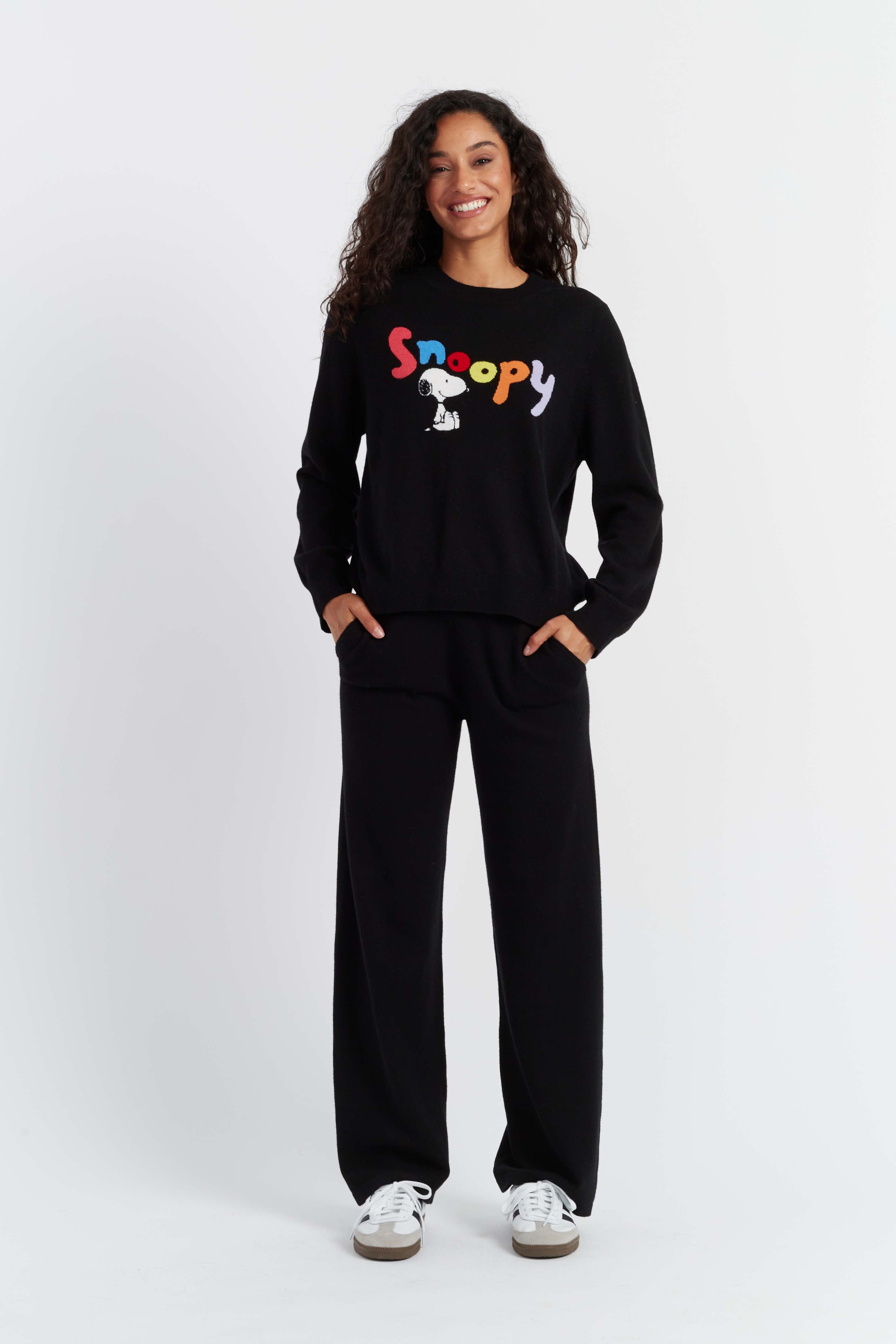Premium Black Wool Cashmere Snoopy Sweater - Warm Winter Pullover with Cute Cartoon Design - Perfect for Christmas Gifts, Casual Outfits & Cozy Home Wear