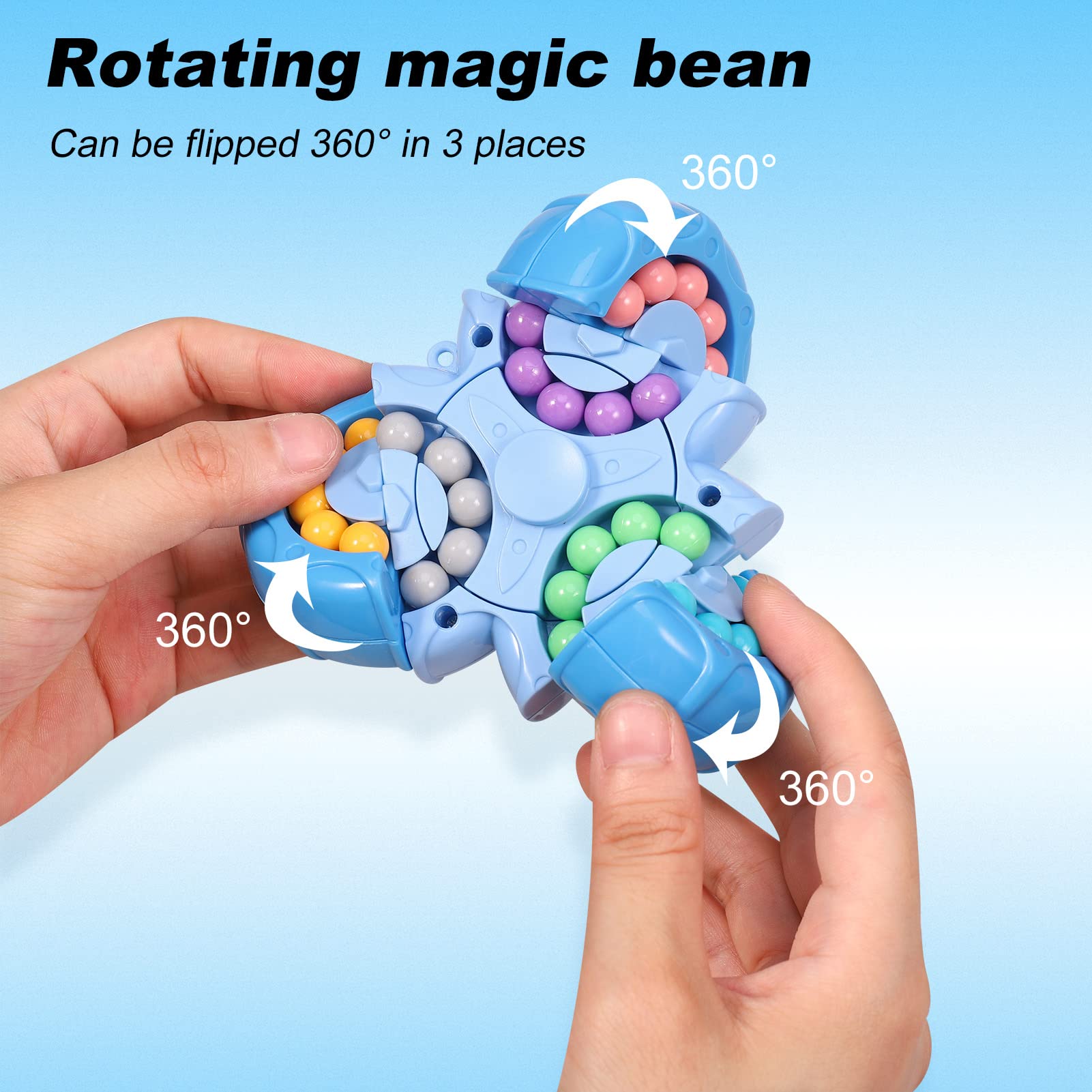 FRIUSATE Magical Bean Puzzle Toy - Rotating Fidget Spinner for Kids & Adults, Stress Relief & Anxiety Relief, Educational Learning Toys, Perfect Gift for Birthdays & Classrooms (Great for Focus, ADHD & Sensory Play)