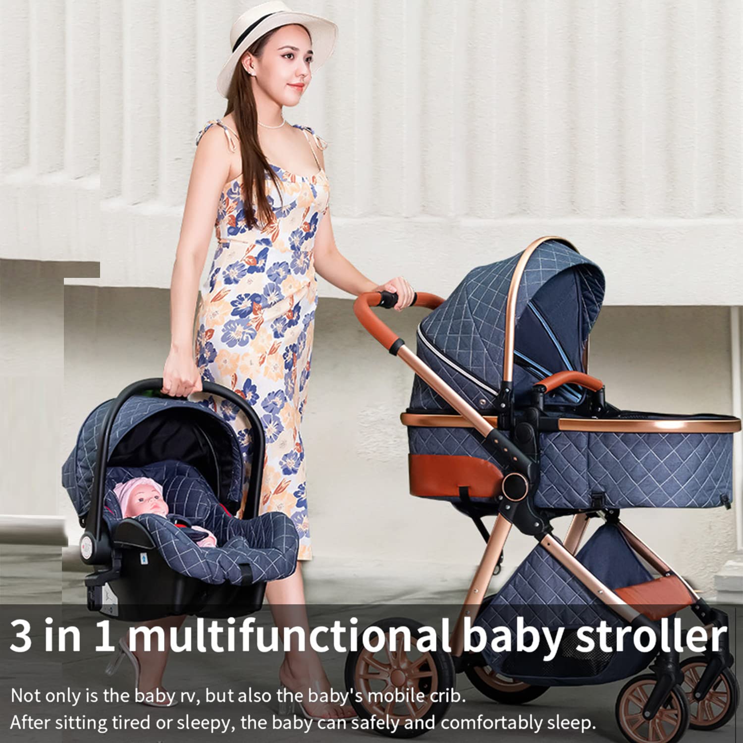 3 in 1 Baby Stroller with Car Seat - Lightweight Travel Stroller, One-Click Fold, Adjustable Recline, High Aluminum Frame (Dark Gray) | Perfect for Newborns, Toddlers & Airplane Travel