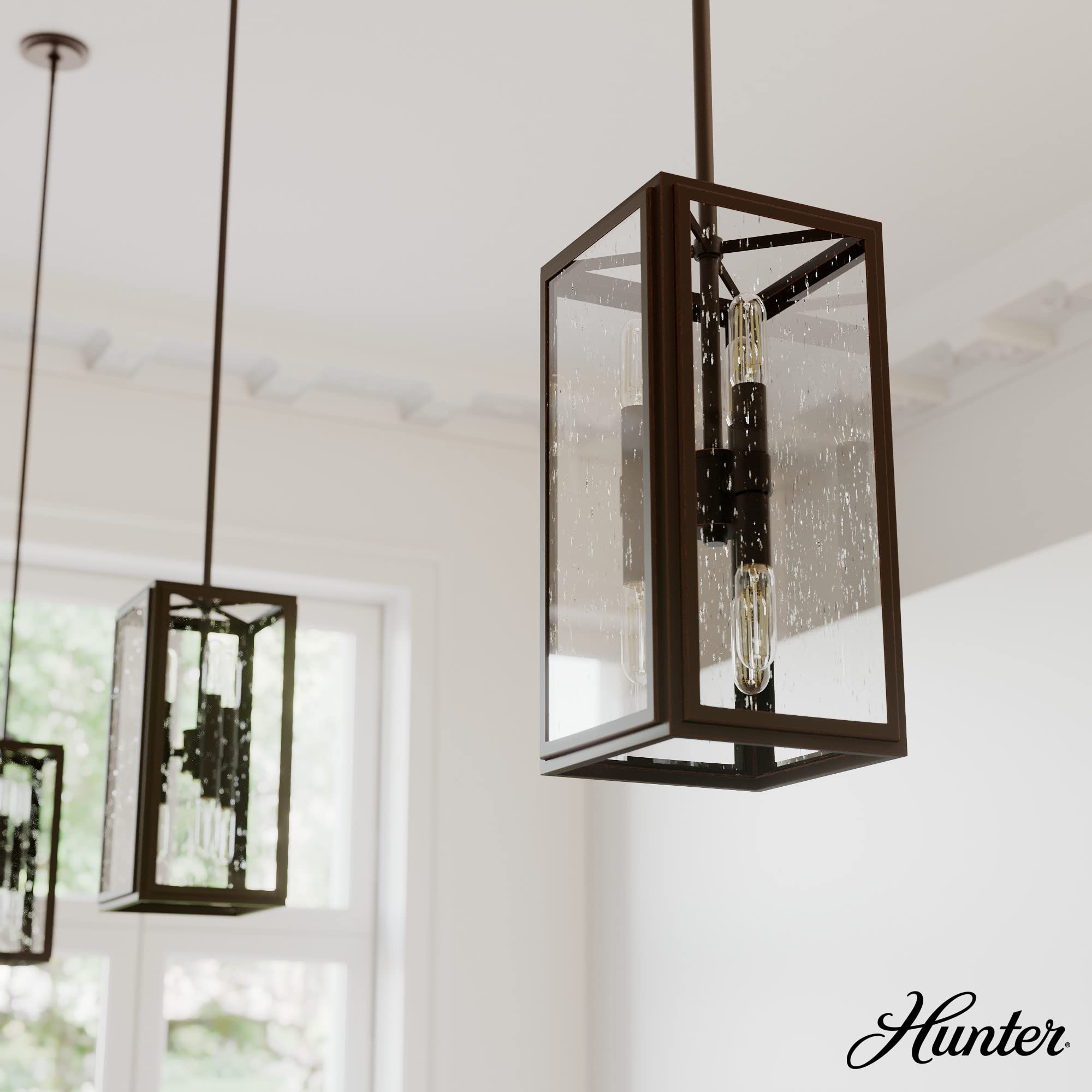 Hunter Fan Company 19975 Felippe Pendant Light - Modern Onyx Bengal Glass Shade with Brushed Nickel Finish | Perfect for Kitchen Island, Dining Room, and Entryway Lighting