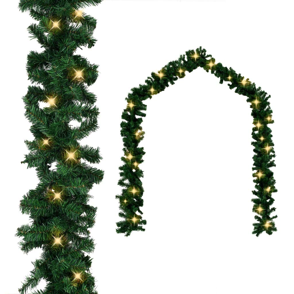 CHARMMA 16.4ft Christmas Garland with Warm White LED Lights - Holiday Home Decor for Fireplace Mantel, Staircase & Window Decoration