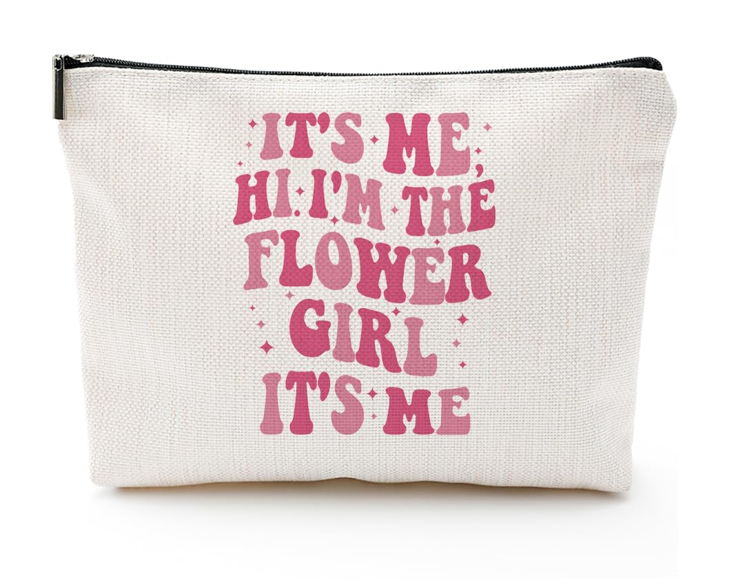 Flower Girl Cosmetic Makeup Bag - Cute Bridesmaid Gifts for Women, Bachelorette Party Essentials, Wedding & Bridal Shower Gift Pouch - Perfect for Travel, Makeup Storage & Special Occasions