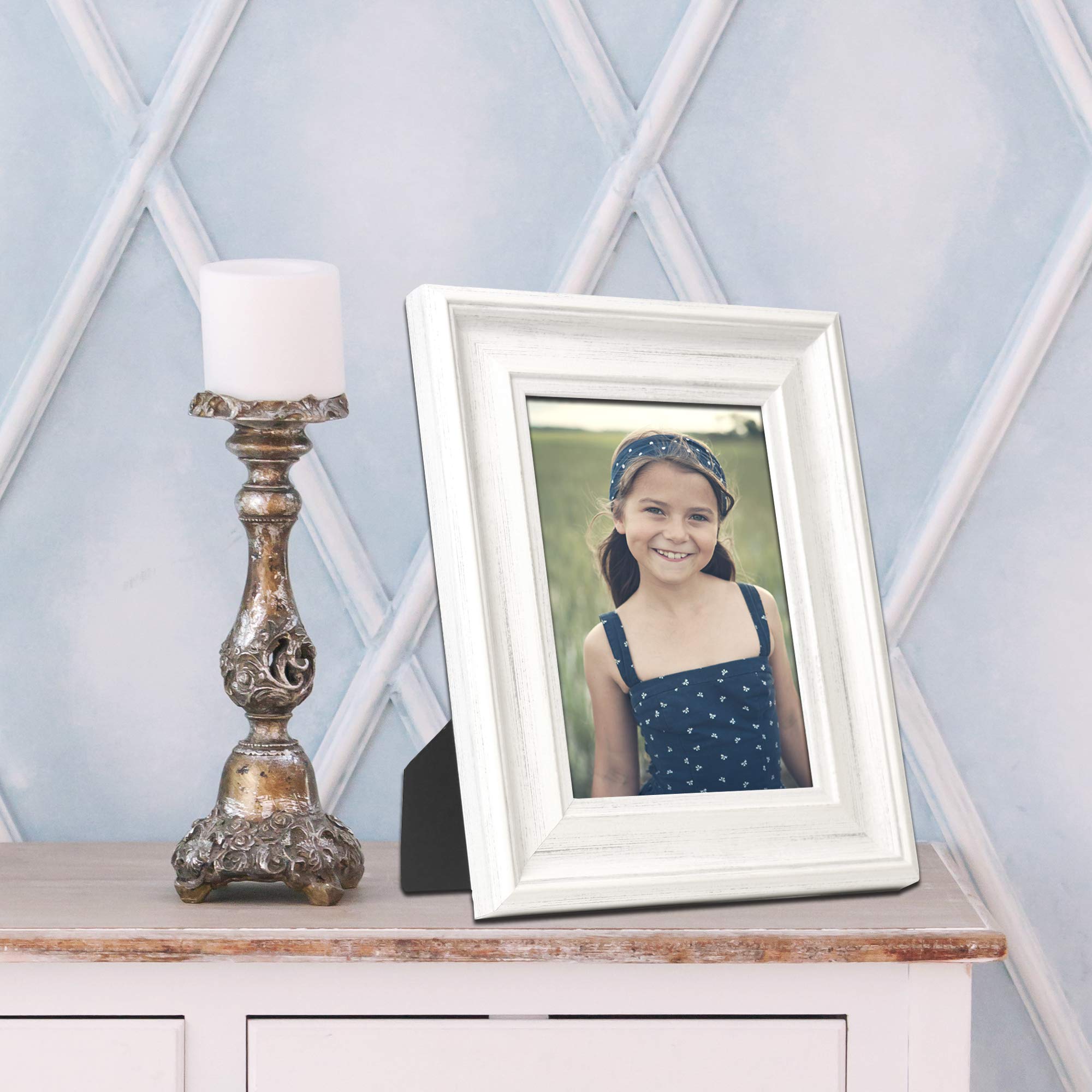 Lawrence Frames Marlow Elegant 4x6 White Picture Frame - Perfect for Home Decor, Office Display & Photo Gifts