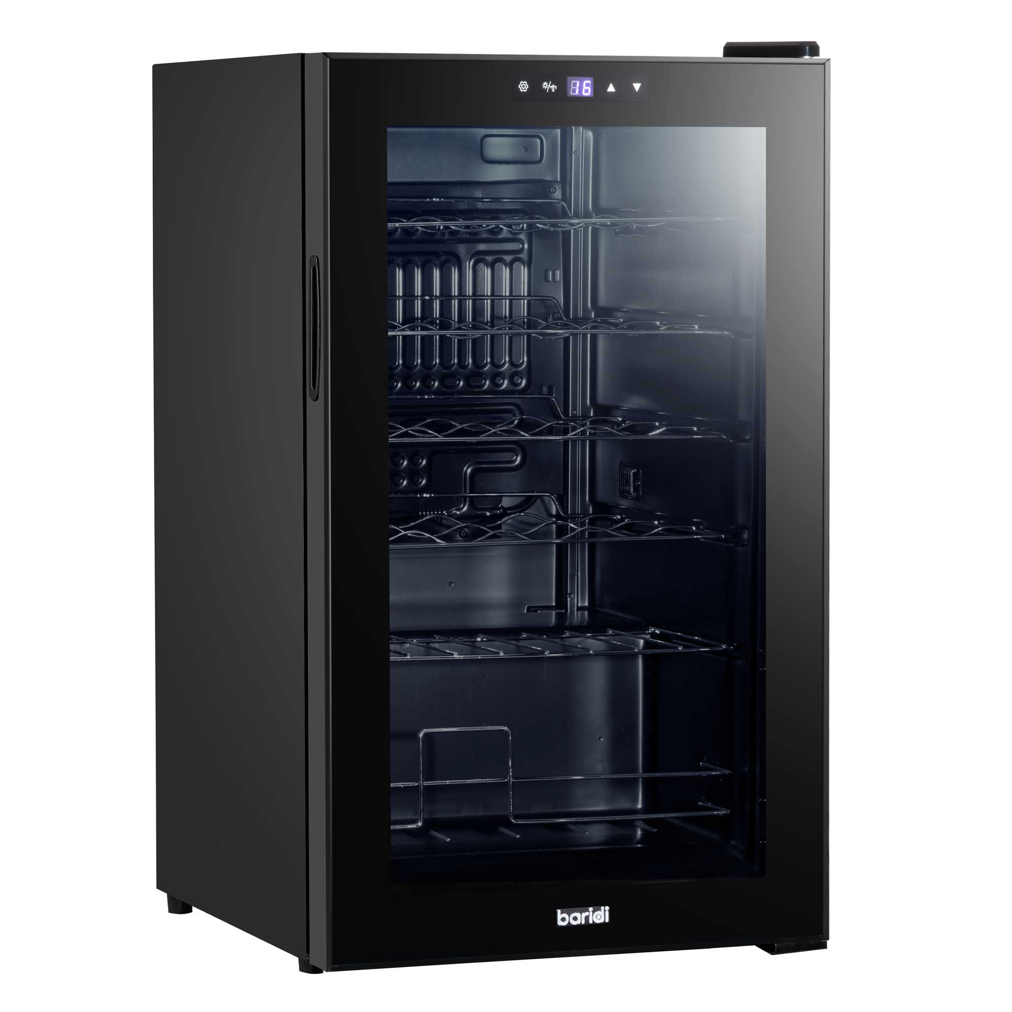 Baridi 24 Bottle Wine Cooler Refrigerator - Digital Touch Screen Control, LED Interior Lighting, Freestanding Black Wine Fridge for Home, Kitchen, or Bar Use